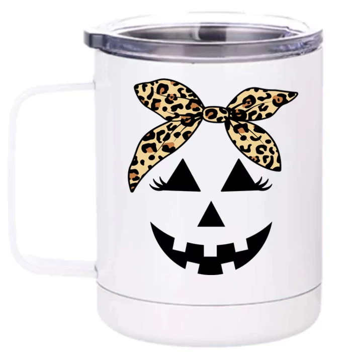 Cheetah Pumpkin Cute Halloween Front & Back 12oz Stainless Steel Tumbler Cup