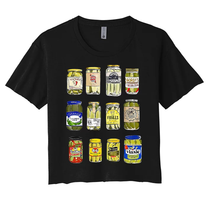 Canned Pickles Canning Season Pickle Jar Lovers Women's Crop Top Tee