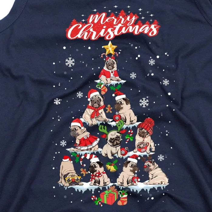 Cute Pugs Christmas Tree With Lover Tank Top