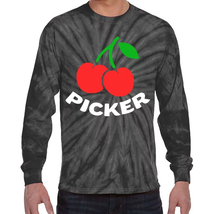 Cherry Picker Cherries Fruit Picking Tie-Dye Long Sleeve Shirt