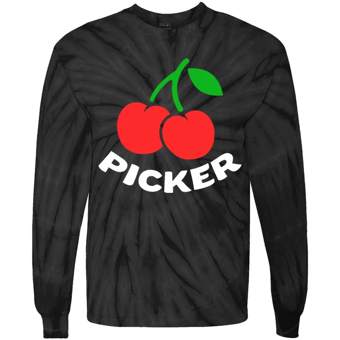 Cherry Picker Cherries Fruit Picking Tie-Dye Long Sleeve Shirt