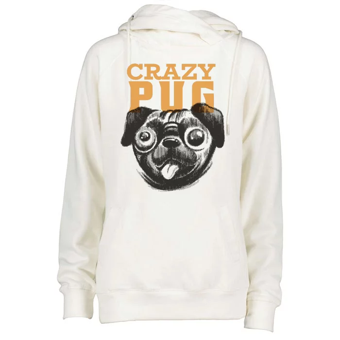 Crazy Pug Womens Funnel Neck Pullover Hood