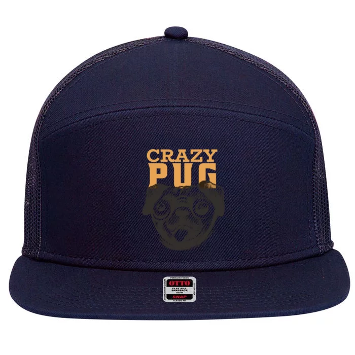 Crazy Pug 7 Panel Mesh Trucker Snapback Hat