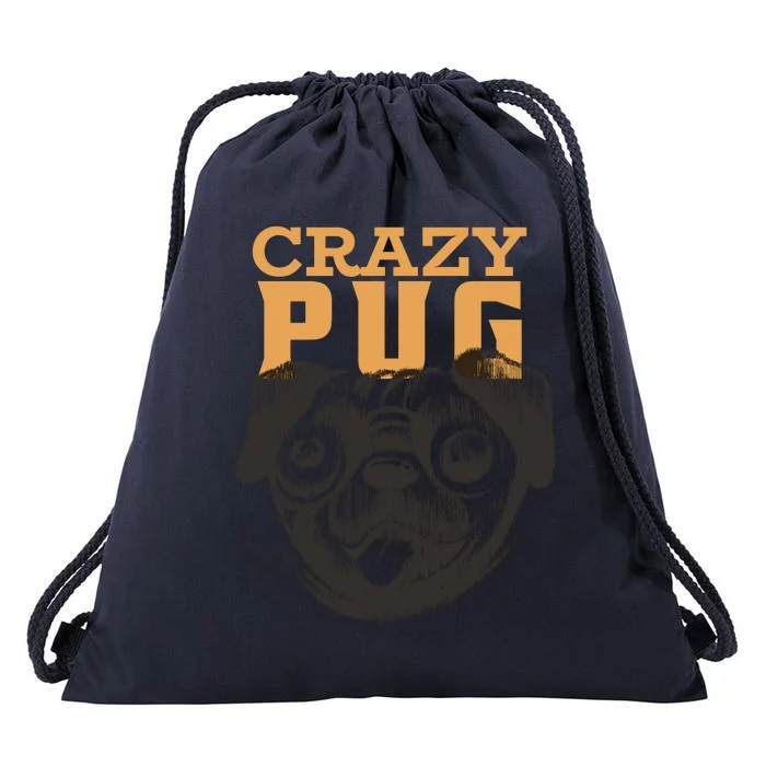 Crazy Pug Drawstring Bag