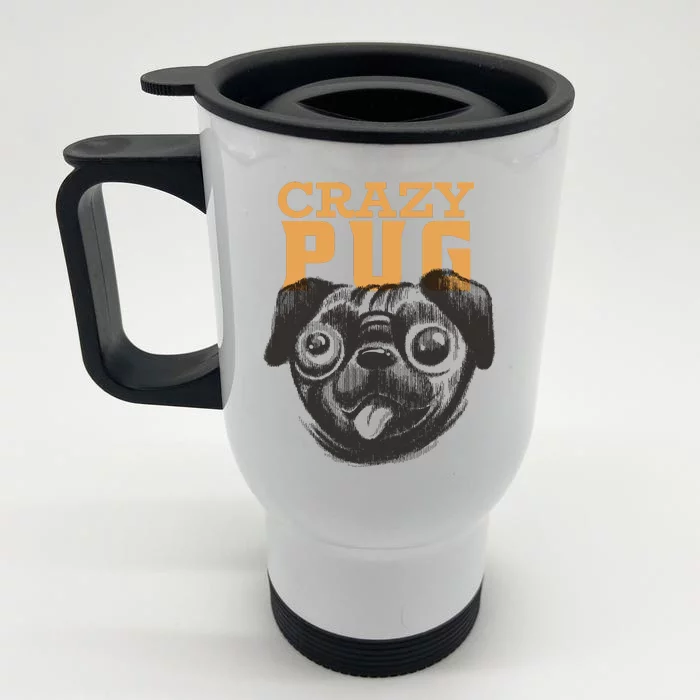 Crazy Pug Front & Back Stainless Steel Travel Mug