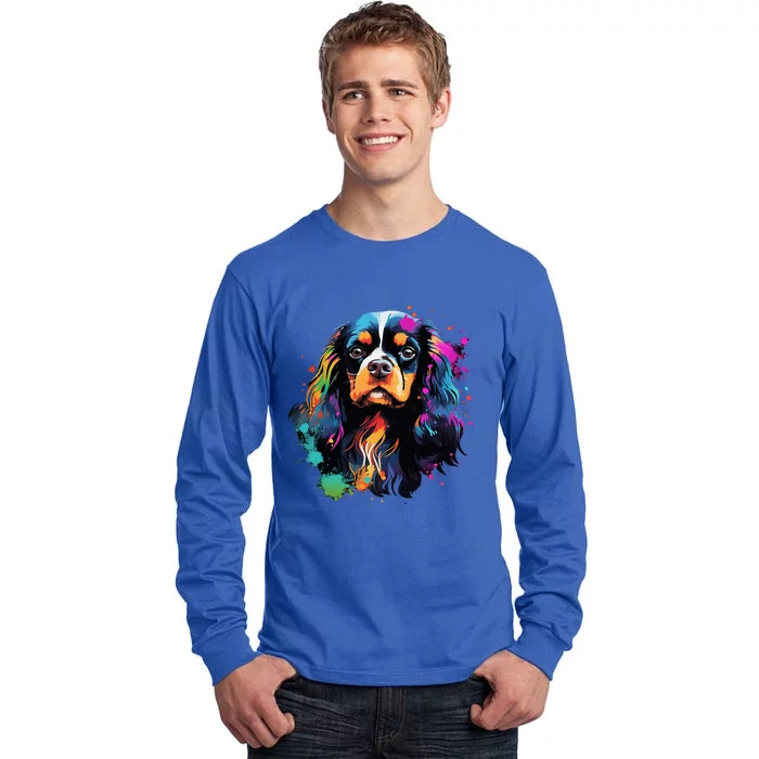 Cute Painted Cavalier King Charles Spaniel Tall Long Sleeve T-Shirt