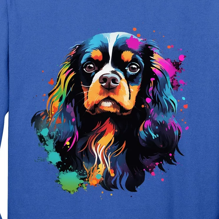 Cute Painted Cavalier King Charles Spaniel Tall Long Sleeve T-Shirt