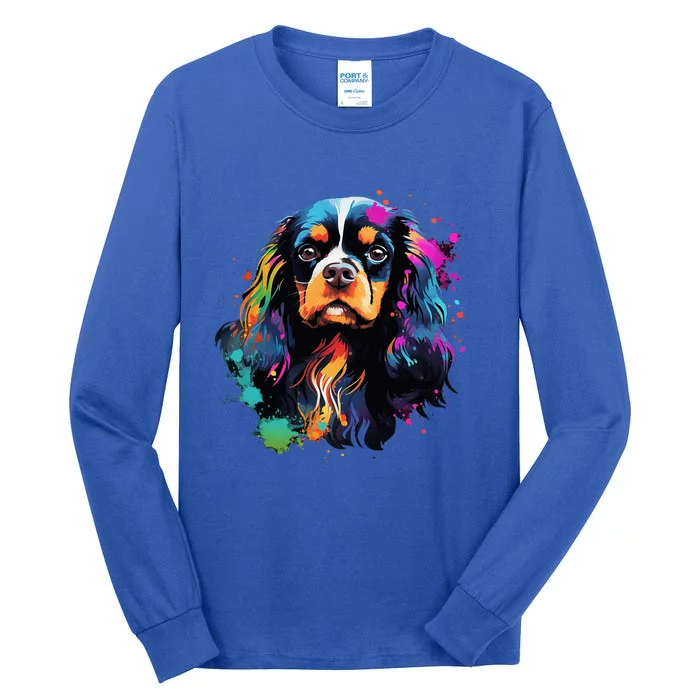 Cute Painted Cavalier King Charles Spaniel Tall Long Sleeve T-Shirt