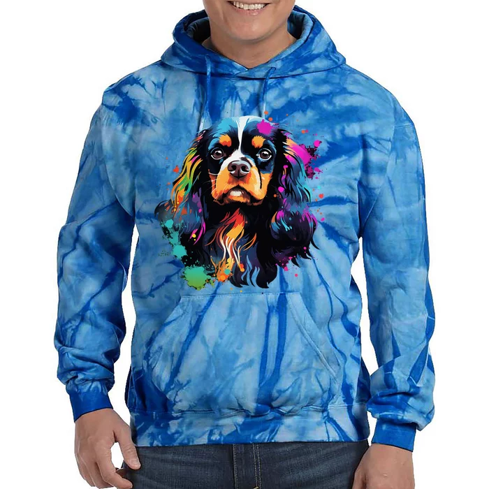 Cute Painted Cavalier King Charles Spaniel Tie Dye Hoodie