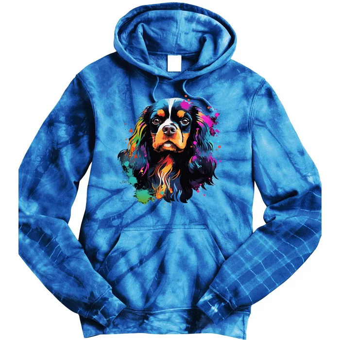 Cute Painted Cavalier King Charles Spaniel Tie Dye Hoodie