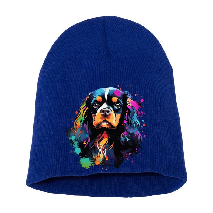 Cute Painted Cavalier King Charles Spaniel Short Acrylic Beanie