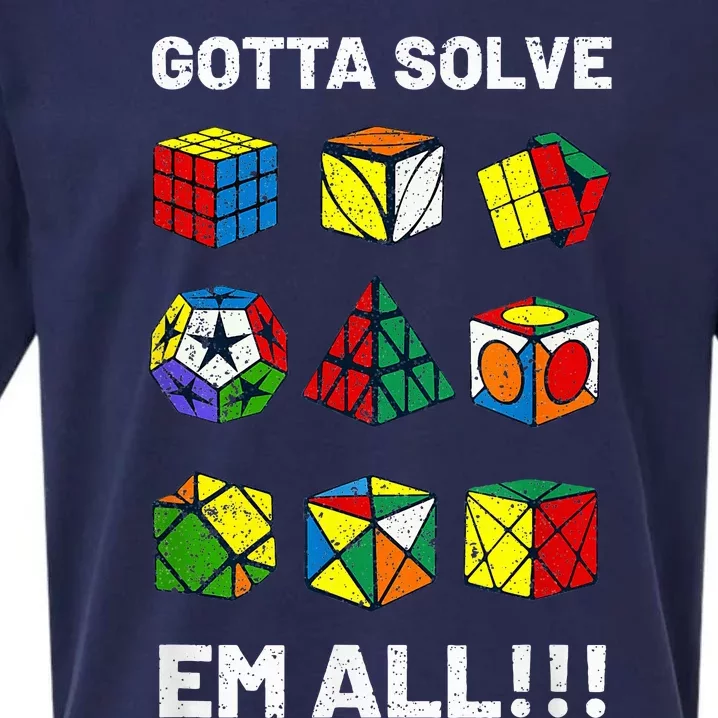 Competitive Puzzle Cube Gotta Solve Em All Speed Cubing Sueded Cloud Jersey T-Shirt