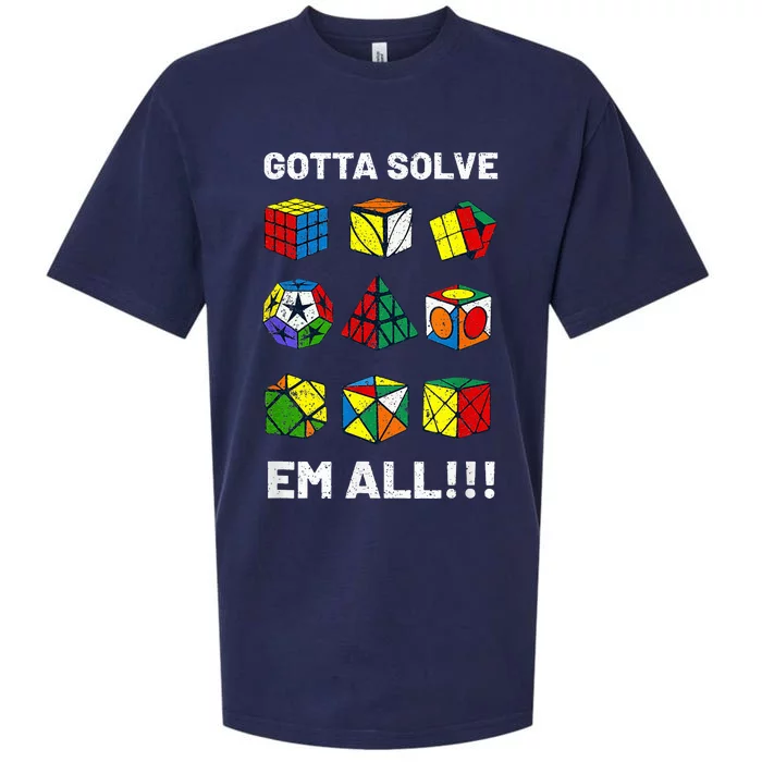 Competitive Puzzle Cube Gotta Solve Em All Speed Cubing Sueded Cloud Jersey T-Shirt