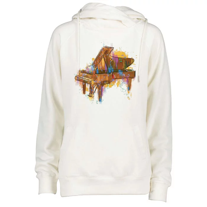 Colorful Piano Womens Funnel Neck Pullover Hood