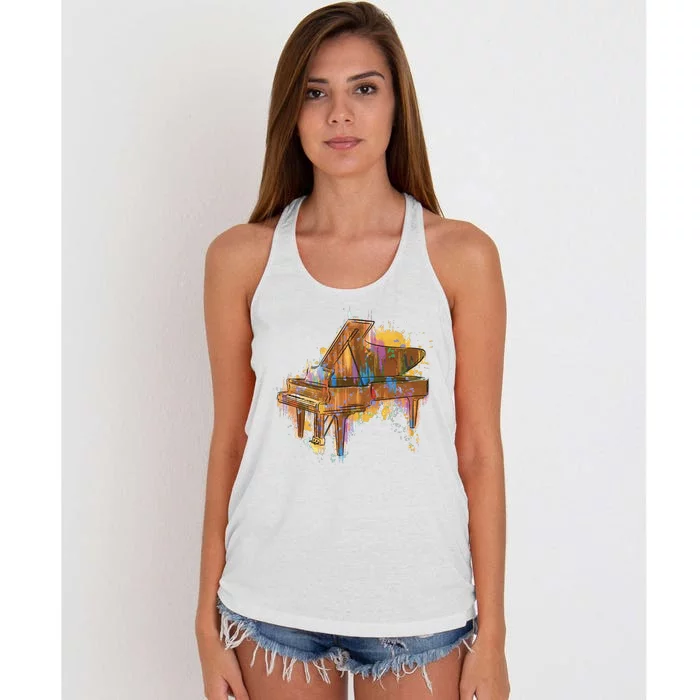 Colorful Piano Women's Knotted Racerback Tank