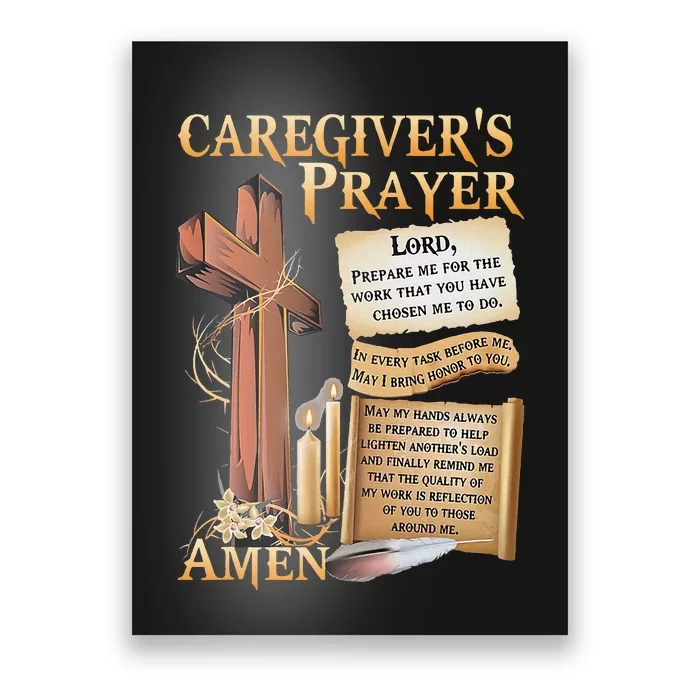 CaregiverS Prayer Christian Cross Faith Hope Love Jesus Poster