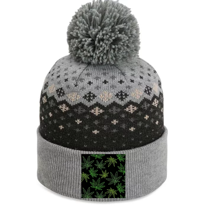 Cannabis Pattern The Baniff Cuffed Pom Beanie