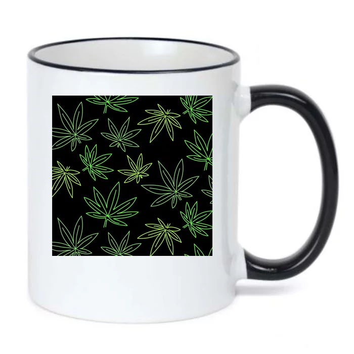 Cannabis Pattern Black Color Changing Mug