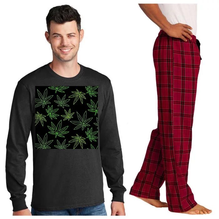 Cannabis Pattern Long Sleeve Pajama Set