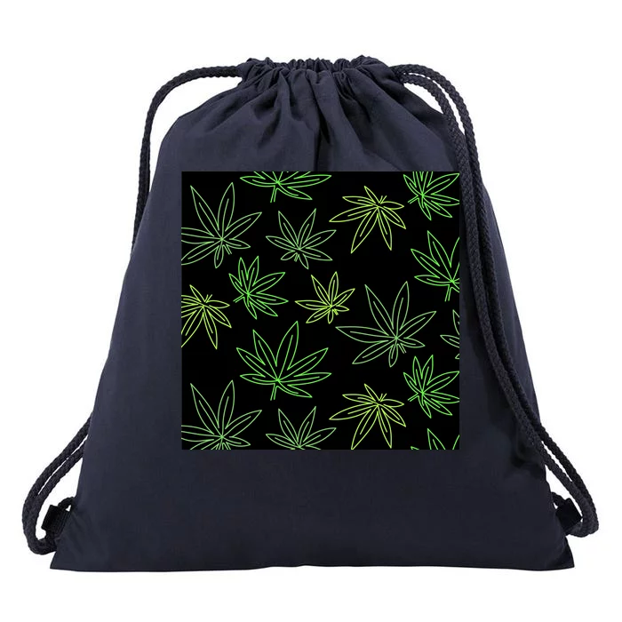 Cannabis Pattern Drawstring Bag