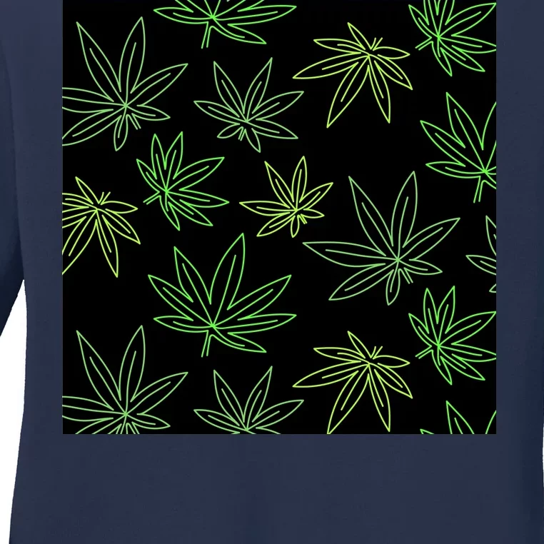 Cannabis Pattern Ladies Long Sleeve Shirt