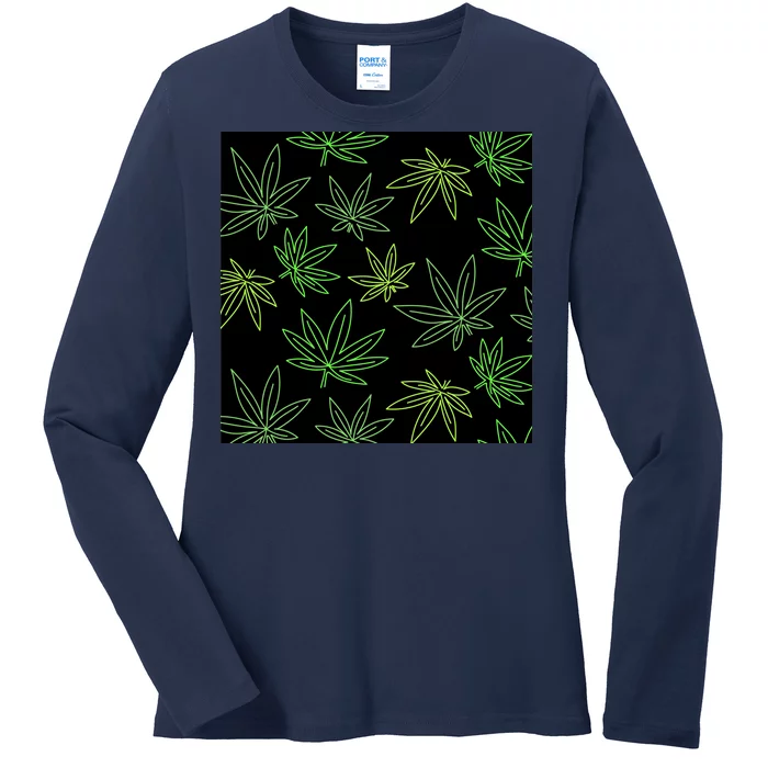 Cannabis Pattern Ladies Long Sleeve Shirt