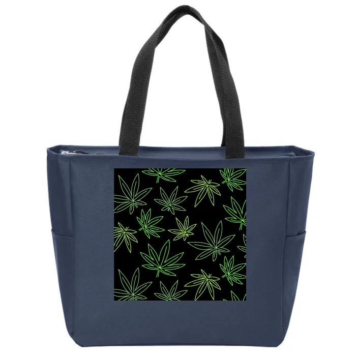 Cannabis Pattern Zip Tote Bag