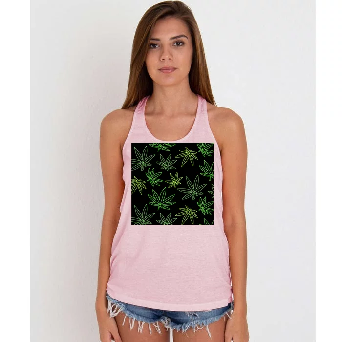 Cannabis Pattern Women's Knotted Racerback Tank