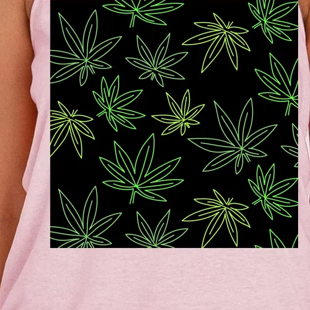 Cannabis Pattern Women's Knotted Racerback Tank