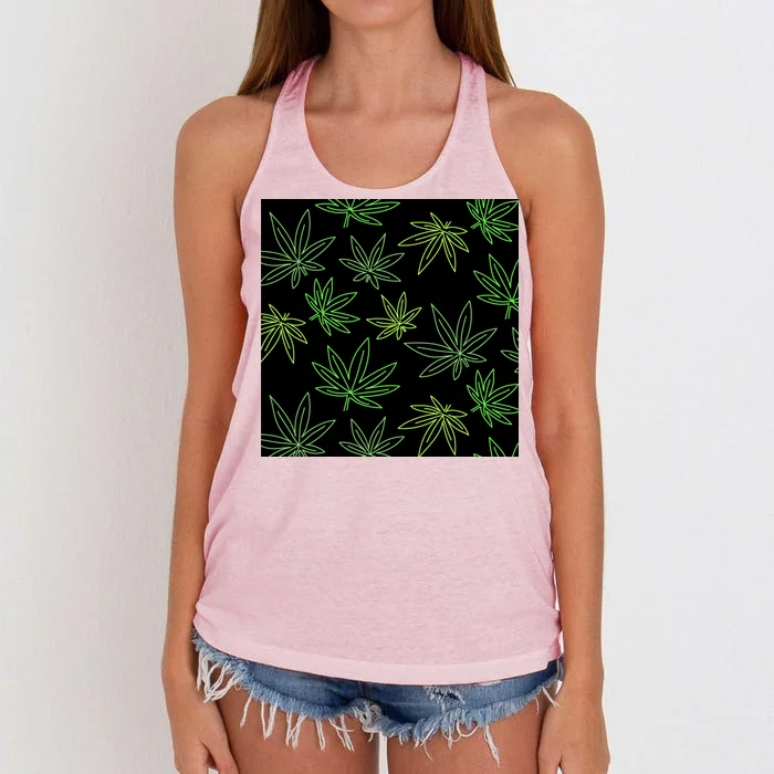 Cannabis Pattern Women's Knotted Racerback Tank