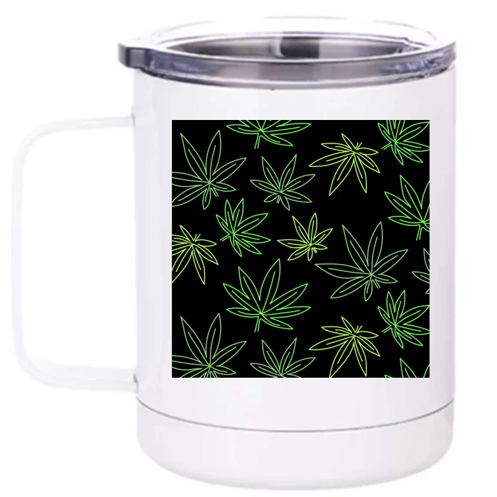 Cannabis Pattern Front & Back 12oz Stainless Steel Tumbler Cup