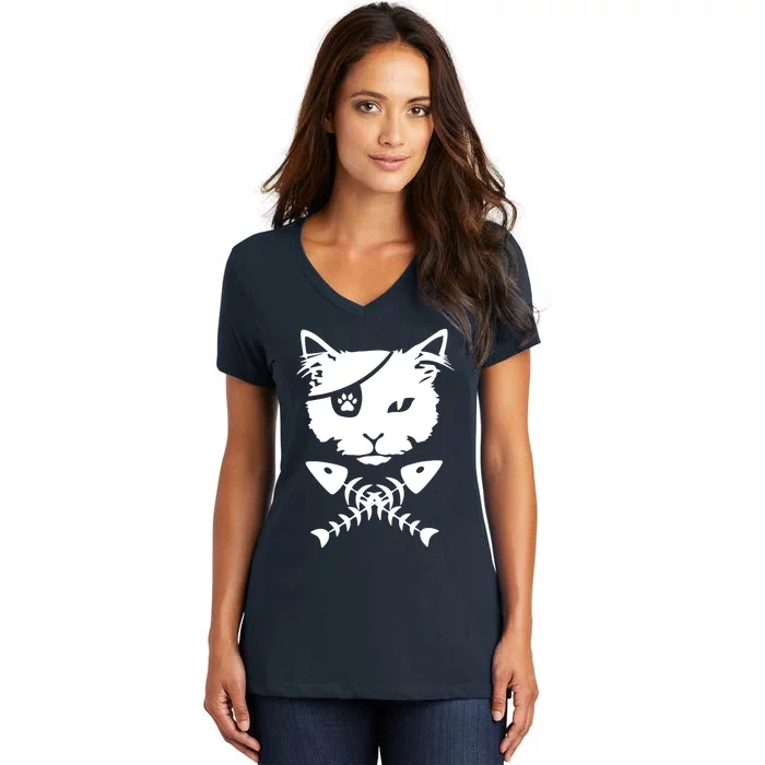 Cute pirate cat funny Women's V-Neck T-Shirt