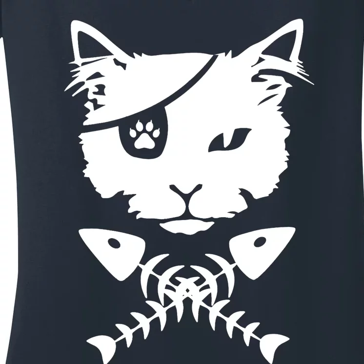 Cute pirate cat funny Women's V-Neck T-Shirt