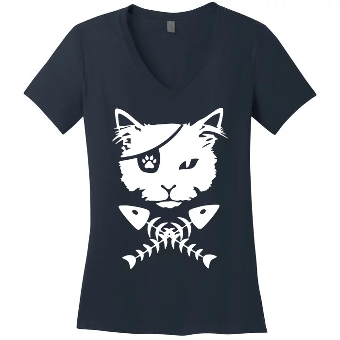 Cute pirate cat funny Women's V-Neck T-Shirt