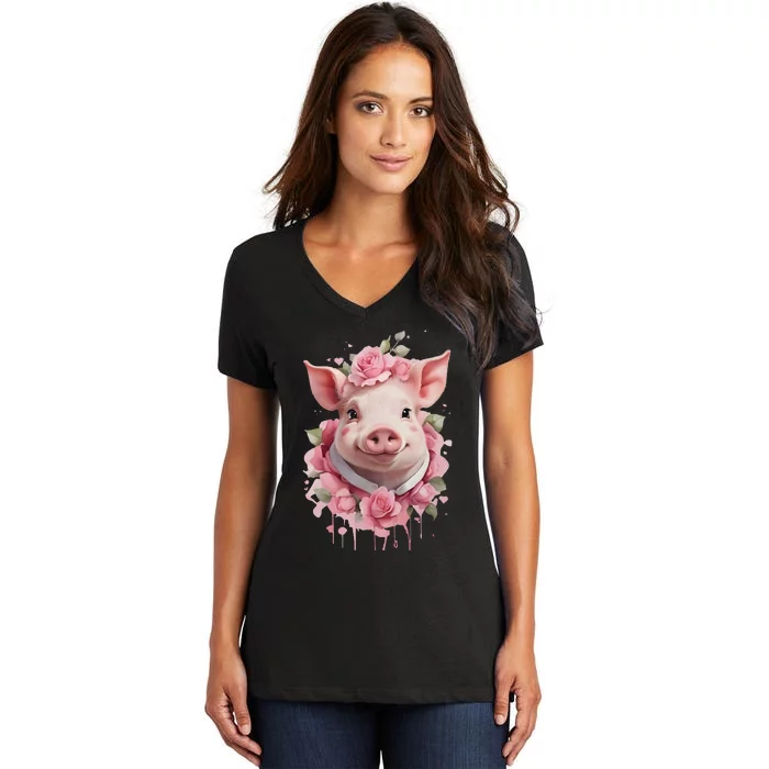 Cute Pig Women's V-Neck T-Shirt