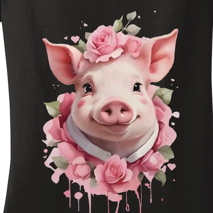 Cute Pig Women's V-Neck T-Shirt