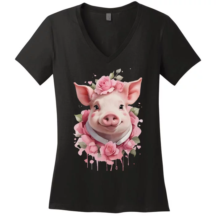 Cute Pig Women's V-Neck T-Shirt