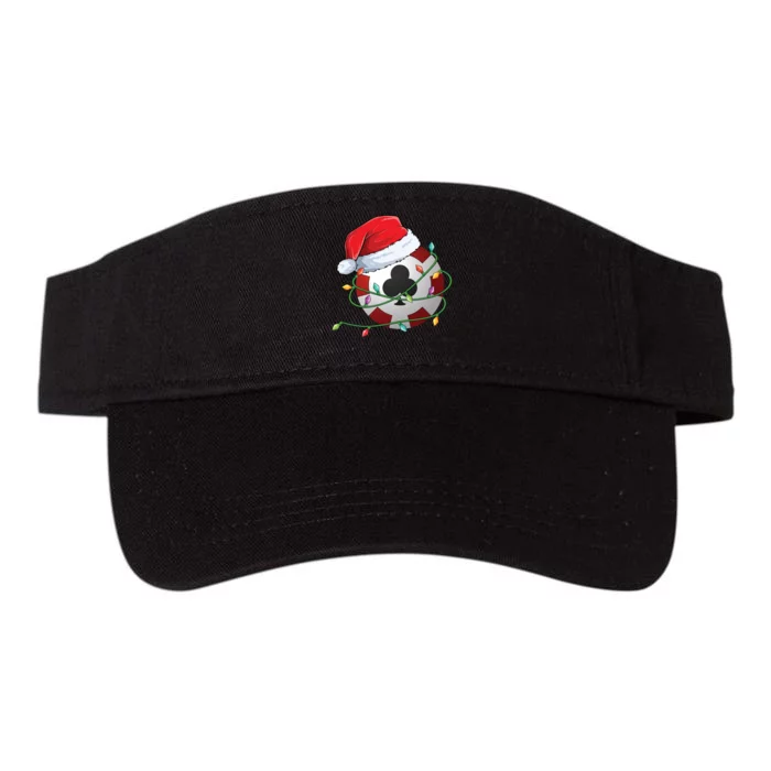 Christmas Poker Chip In Santa Hat Wrapped In Holiday Lights Valucap Bio-Washed Visor