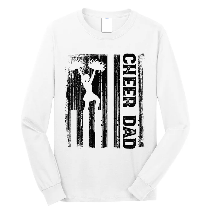 Cheerleader Proud Cheer Dad Cheerleading American Flag Long Sleeve Shirt