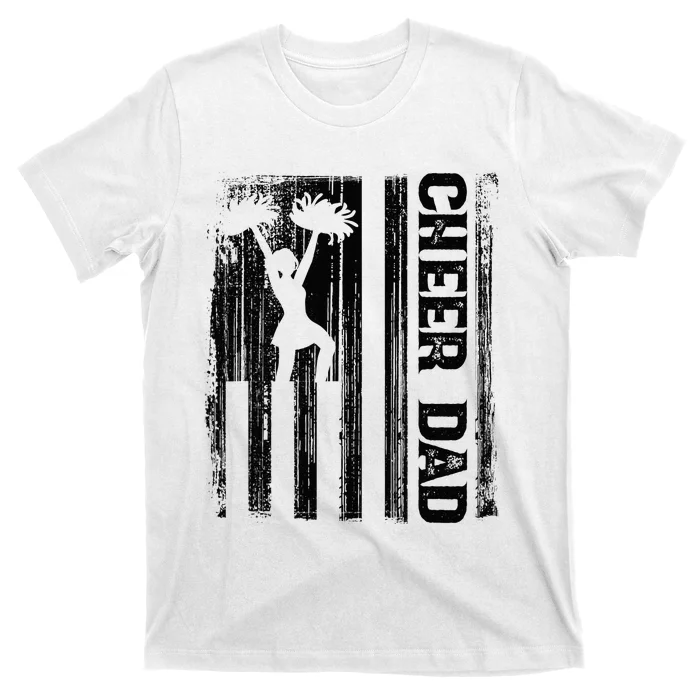 Cheerleader Proud Cheer Dad Cheerleading American Flag T-Shirt