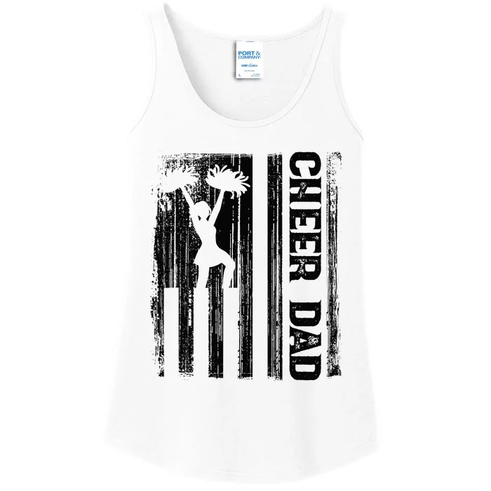 Cheerleader Proud Cheer Dad Cheerleading American Flag Ladies Essential Tank