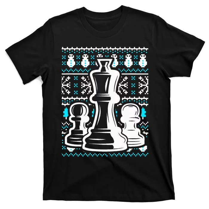 Chess Pieces Christmas Checkmate Tactics Castling Player T-Shirt