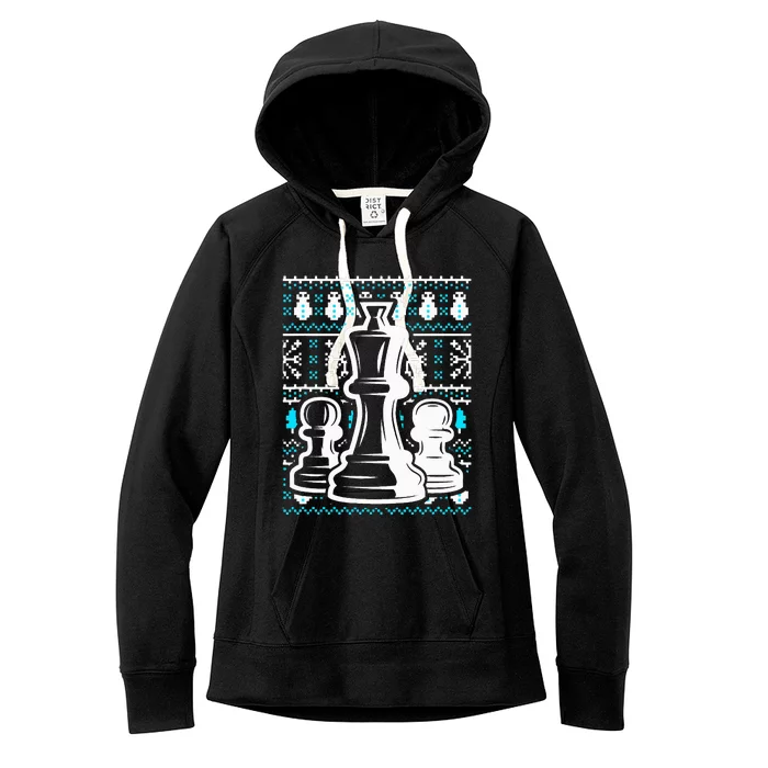 Chess Pieces Christmas Checkmate Tactics Castling Player Women's Fleece Hoodie