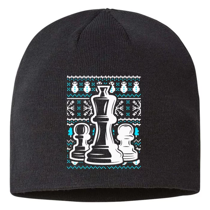 Chess Pieces Christmas Checkmate Tactics Castling Player 8 1/2in Sustainable Knit Beanie