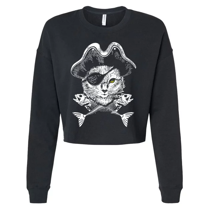 Cat Pirate Cropped Pullover Crew