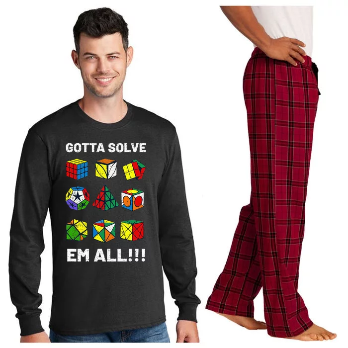 Competitive Puzzle Cube Gotta Solve Em All Speed Cubing Long Sleeve Pajama Set