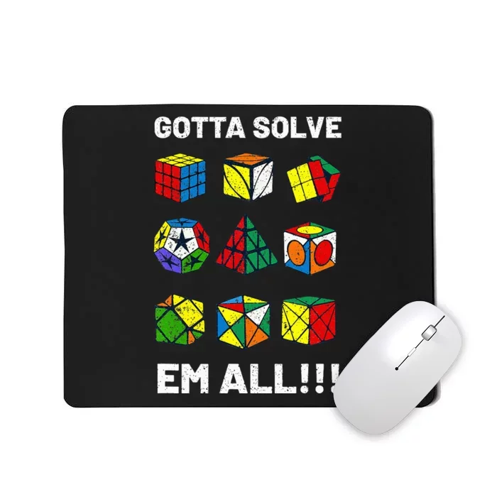 Competitive Puzzle Cube Gotta Solve Em All Speed Cubing Mousepad