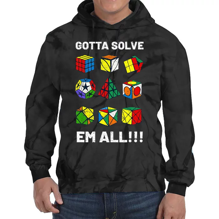 Competitive Puzzle Cube Gotta Solve Em All Speed Cubing Tie Dye Hoodie