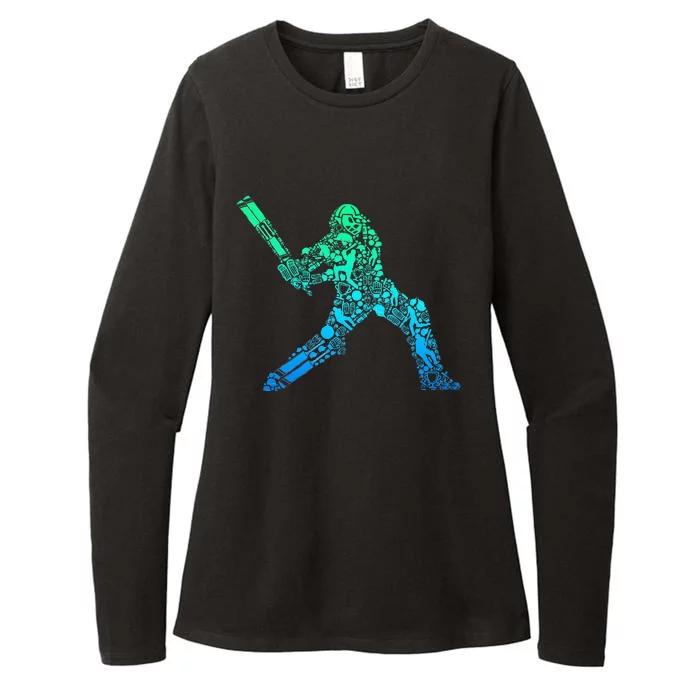 Cricket Player Womens CVC Long Sleeve Shirt