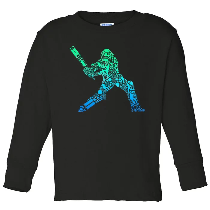 Cricket Player Toddler Long Sleeve Shirt